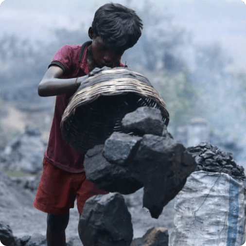 Child in mining settlement receiving care and community intervention
